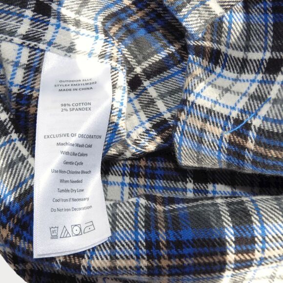 Eddie Bauer Mens S Flannel Shirt Blue Gray Plaid Button Front Casual Outdoors - Picture 5 of 9